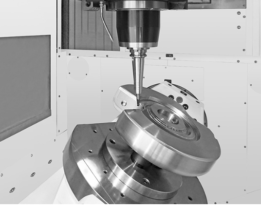 Detail of a precision Mazak CNC machine